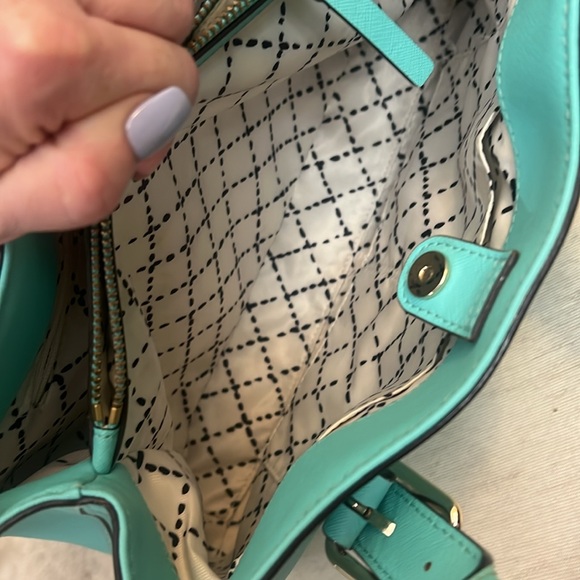 Kate Spade Aqua blue leather bag crossbody strap purse gold hardware - Picture 13 of 14
